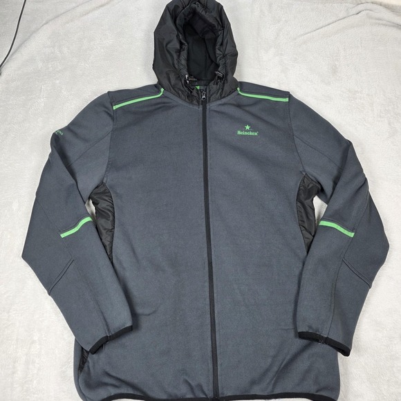 Heineken Jacket‎ Mens XL Gray Black Mens Hooded Shirt UCL Soccer UEFA Futbol